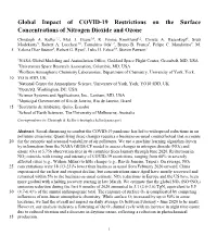 Global Impact of COVID-19 Restrictions on the Surface Concentrations of Nitrogen Dioxide and Ozone Christoph A