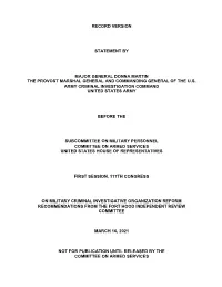 Record Version Statement by Major General Donna