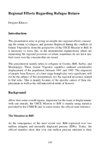 Regional Efforts Regarding Refugee Return