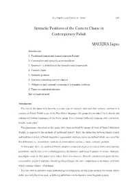 Syntactic Positions of the Content Clause in Contemporary Polish