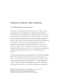 Terpsichorean Architecture: Editor's Introduction