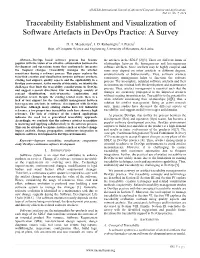Traceability Establishment and Visualization of Software Artefacts in Devops Practice: a Survey