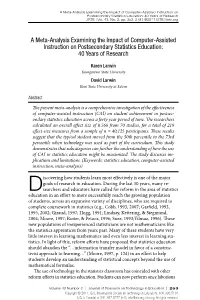 A Meta-Analysis Examining the Impact of Computer-Assisted Instruction on Postsecondary Statistics Education: 40 Years of Research JRTE | Vol