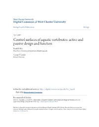 Control Surfaces of Aquatic Vertebrates: Active and Passive Design and Function Frank E
