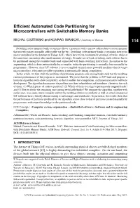 Efficient Automated Code Partitioning for Microcontrollers with Switchable