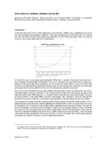 Glenn Stevens: Inflation, Deflation and All That