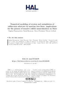 Implications for the Genesis of Massive Sulfide Mineralization on Mars Raphael Baumgartner, David Baratoux, Marco Fiorentini, Fabrice Gaillard