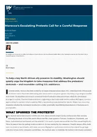 Morocco's Escalating Protests Call for a Careful Response by Sarah Feuer