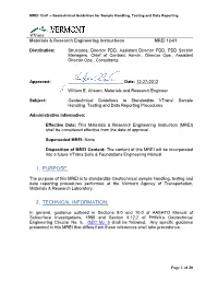 MREI 12-01 – Geotechnical Guidelines for Sample Handling, Testing and Data Reporting