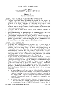 PART NINE WELSH PONY and COB DIVISION Chapter 75 General