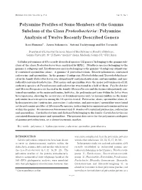 Polyamine Profiles of Some Members of the Gamma Subclass of the Class Proteobacteria : Polyamine Analysis of Twelve Recently Described Genera