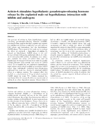 Activin-A Stimulates Hypothalamic Gonadotropin-Releasing Hormone Release by the Explanted Male Rat Hypothalamus: Interaction with Inhibin and Androgens
