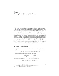 Chapter 4 the Algebra–Geometry Dictionary