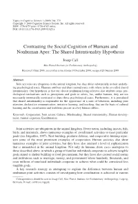 Contrasting the Social Cognition of Humans and Nonhuman Apes: the Shared Intentionality Hypothesis