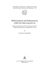 Differentiation and Pathogenicity Within the Saprolegniaceae