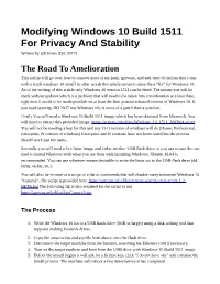 Modifying Windows 10 Build 1511 for Privacy and Stability Written by @K1ttens (Q4, 2017)
