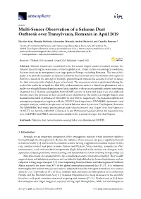 Multi-Sensor Observation of a Saharan Dust Outbreak Over Transylvania, Romania in April 2019