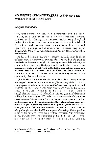 On Heidegger's Interpretation of the Will to Power As Art
