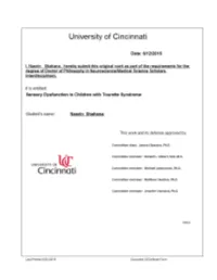 Sensory Dysfunction in Children with Tourette Syndrome