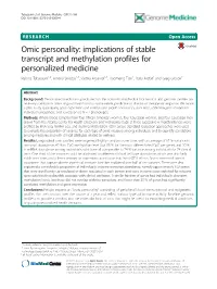 Omic Personality: Implications of Stable