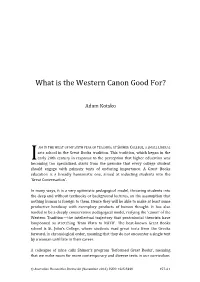What Is the Western Canon Good For?
