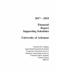 2018 Financial Report Supporting Schedules University of Arkansas