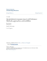 An Invitation to Measure Insect Cold Tolerance: Methods, Approaches, and Workflow