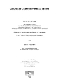 Analysis of Lightweight Stream Ciphers
