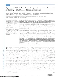Aquaporin 0 Modulates Lens Gap Junctions in the Presence of Lens-Speciﬁc Beaded Filament Proteins