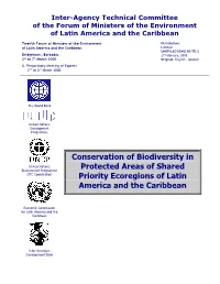 Conservation of Biodiversity in Protected Areas of Shared Priority Ecoregions of Latin America and the Caribbean
