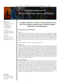 Example of Statistical Analysis of Elite Football Carried out on The