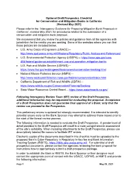 Mitigation Banking Information Cover Sheet