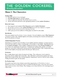 Music I: the Characters
