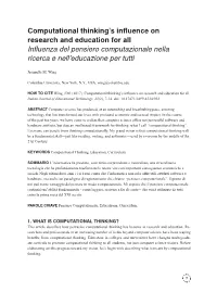 Computational Thinking's Influence on Research and Education For