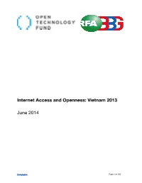 Internet Access and Openness: Vietnam 2013 June 2014