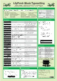 Lilypond Cheatsheet