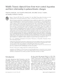 Middle Triassic Dipterid Ferns from West-Central Argentina and Their Relationship to Palaeoclimatic Changes
