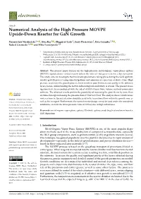 Numerical Analysis of the High Pressure MOVPE Upside-Down Reactor for Gan Growth