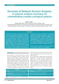 Overview of Network Environ Analysis: a Systems Analysis Technique for Understanding Complex Ecological Systems