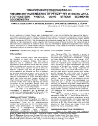 Preliminary Investigation of Pegmatites in Obudu Area, Southeastern Nigeria, Using Stream Sediments Geochemistry