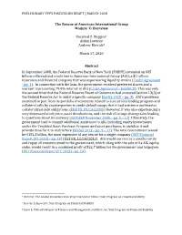 PRELIMINARY YPFS DISCUSSION DRAFT | MARCH 2020 the Rescue of American International Group Module Z: Overview Rosalind Z. Wiggin