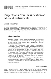 Project for a New Classification of Musical Instruments