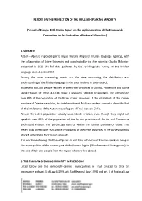 Report on the Protection of the Friulian-Speaking Minority