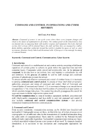 Command and Control in Operations and Cyber Security