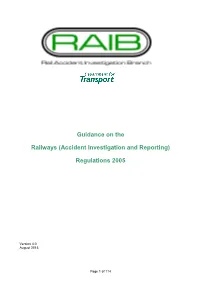 Guidance on the Railways (Accident Investigation and Reporting) Regulations 2005