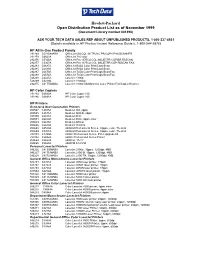 Hewlett-Packard Open Distribution Product List As of April 1998