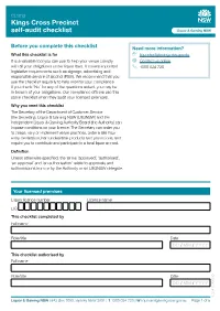 Kings Cross Precinct Self-Audit Checklist Liquor & Gaming NSW