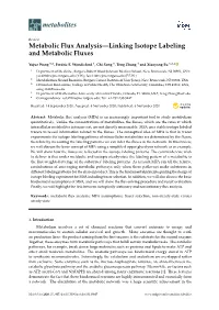 Metabolic Flux Analysis—Linking Isotope Labeling and Metabolic Fluxes