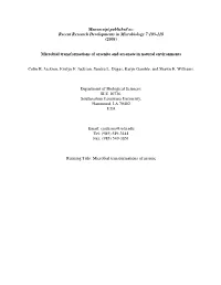 Microbial Transformations of Arsenite and Arsenate in Natural Environments