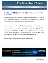 New Broadcast TV Series: the Good, the Bad, and the Too Bad by Steve Sternberg